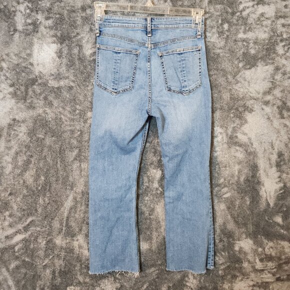 Rag Bone Jeans Womens 27 Blue Nina High Rise Ankle Flare Raw Hem Cropped Frayed - Picture 6 of 15